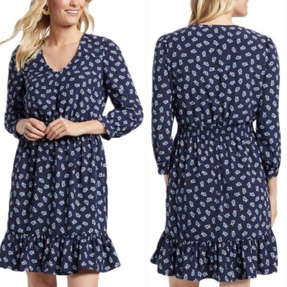 Draper James Peasant dress in Nassau Navy Sz S